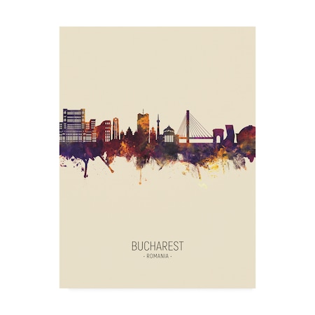 Michael Tompsett 'Bucharest Romania Skyline Portrait III' Canvas Art,14x19